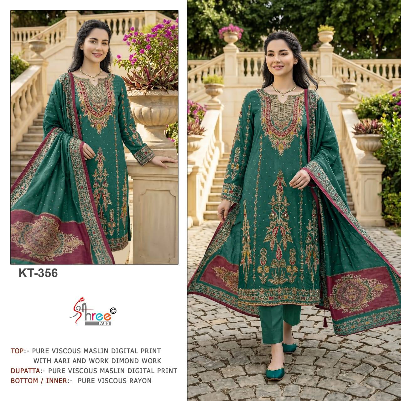 KT–356 by  Shree fabs k-356A to k-356c series Indian Pakistani ethnic wear Pure viscose At Wholesale Price